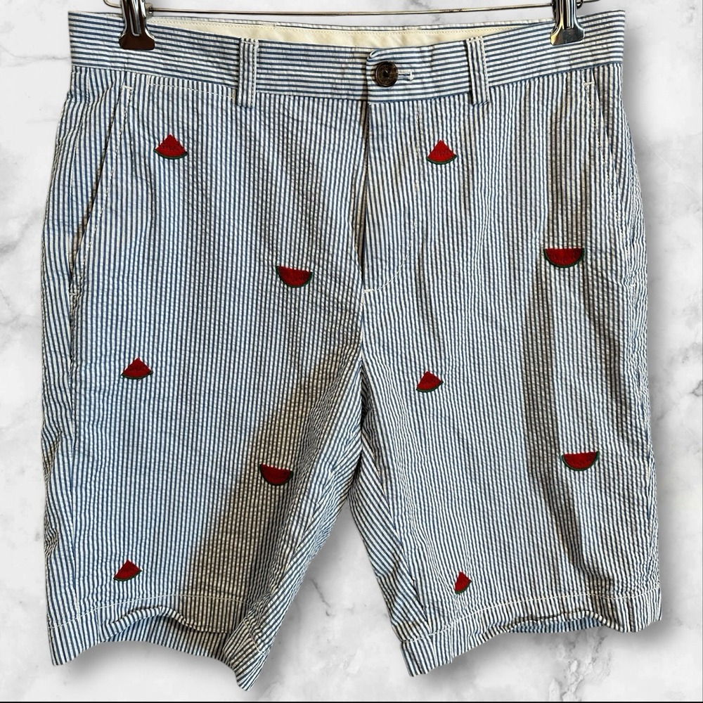 Brooks Brothers Shorts Seersucker Striped watermelons Mens Size 32 32x10 - Picture 1 of 5